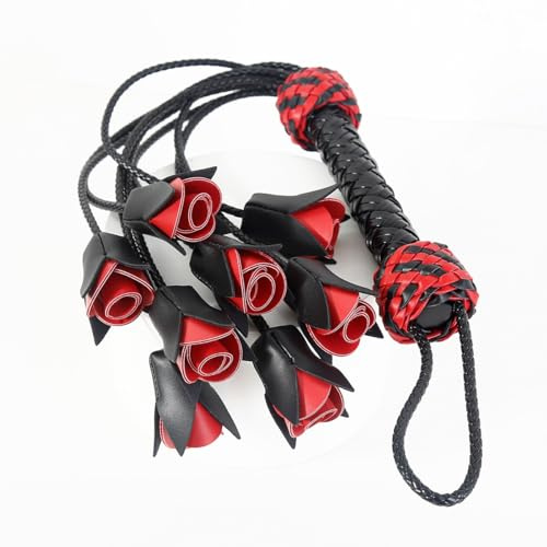 Peitsche SM Sex Leder Hart Erotik Lange Rose Flogger Sex Spielzeug,Reitgerte SEXY Spanking Kitzler Sexuell Paddel für Adults Handarbeit Cosplay-55CM