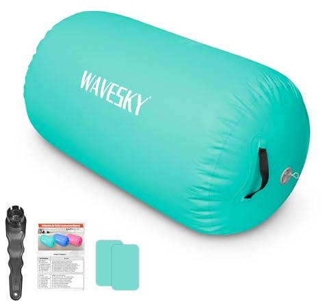 WAVESKY - Alfombra hinchable Air Track, 80/120 cm Air Roll, gimnasia Tumbling, Air Barrel Air Tumbling Track para casa, al aire libre, fitness, entrenamiento (verde, 80 x 50 cm)