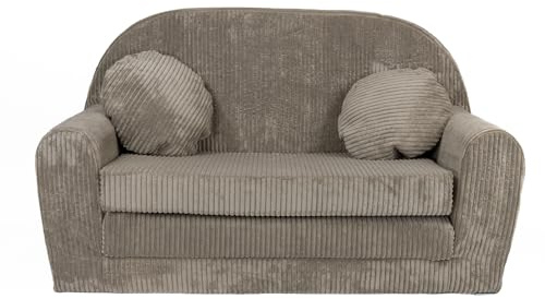 FORTISLINE Kindersofa XXL ausklappbar 96x57x48 cm - Kindercouch aus Cord mit Liegefläche 165 cm, Kinderzimmer Sofa mit 2 Kissen, Abnehmbarer waschbarer Bezug, Oeko-TEX Standard 100