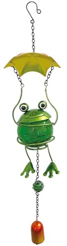 3D Glass Ball Wind Chime, Frog Wind Chime, Metal Frog Bell with Umbrella, Hanging Garden Decoration Gift for Birthday, Party, Holiday