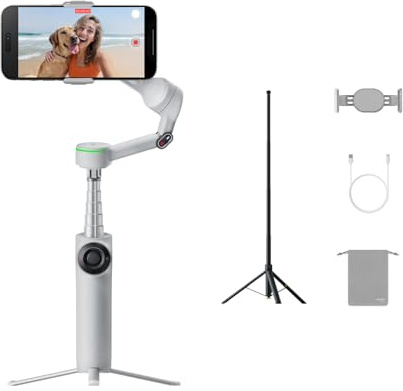 Insta360 Flow 2 Pro Sports Bundle Stone Grey – Foldable AI Phone Gimbal, 3-Axis Stabilization, Tracks in 200+ Apps with Apple DockKit, Throwpod, Multi-Person & 360 Pan Tracking, Built-in Tripod