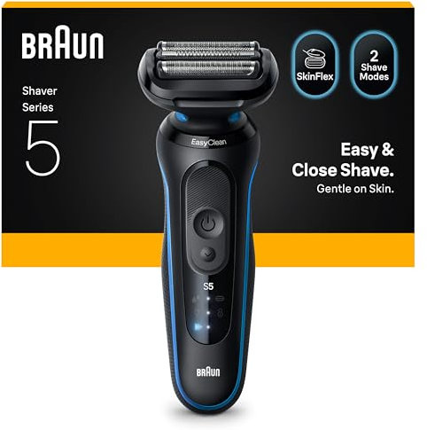 Braun Series 5 Elektrorasierer Herren, Rasierapparat mit 50 Min. Akkulaufzeit, Kabelloser Nass- und Trockenrasierer für Männer, Wasserdicht, Made in Germany, 52-B1000s, Blau