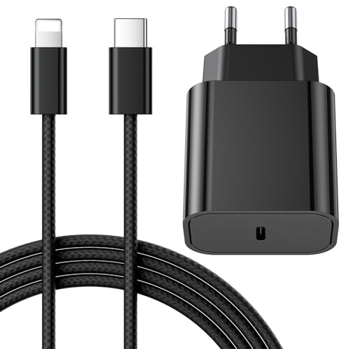 25W Cargador Carga Rapida for iPhone 14/14 Pro/14 Pro Max/14 Plus 13 12 11 SE XR X XS 8 7, USB C Carregador Enchufe Rapido Adaptador Charger Corriente con 2M Cable, Blanco