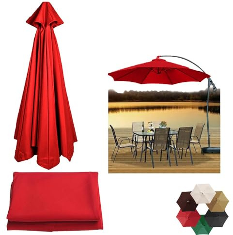 Toile de rechange imperméable à 6 baleines pour parasol de terrasse, table de marché, tissu de rechange pour dessus de parasol d'extérieur