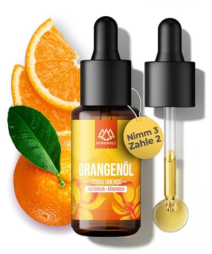 NORDHOLZ® Orangenöl 15ml [100% naturrein] Süß & erfrischend – Ätherische Öle in Pharmaqualität aus schonender Kaltpressung – Vegan, Laborgeprüft – Für Sauna, Diffusor & Aromatherapie