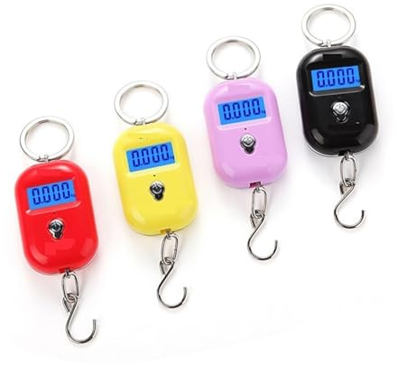 Söt Mini Digital Våg for Fiske Bagage Resa Viktning Nyckelring Hängande Elektronisk, Precis och mångsidig(Rood)