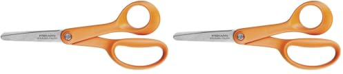 Fiskars - 1005166 - Ciseaux enfant, + 8 ans, Longueur totale: 13 cm, Pour droitiers, Lames en acier inoxydable/Poignées en plastique, Orange, Classic, (Lot de 2)
