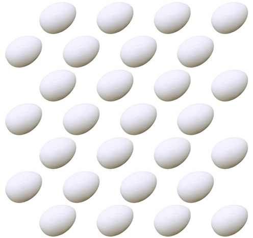 Didiseaon Œufs Factices en Plastique Solides pour Pigeons 28 Pièces 3,8 X 2,8 Cm pour Incubation et Entraînement, Œufs de Pigeon Réalistes Réutilisables Résistants aux Chocs, Accessoires