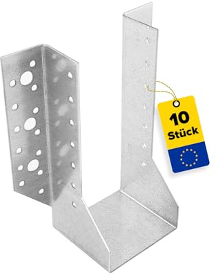 DMX Balkenschuhe - 10er Set für Holzbalken - Balkenbreite von 80 mm - 80x180x75x2,0 mm - Balkenschuh - Balkenverbinder - Holzverbinder - Balkenträger - Metallwinkel - verzinktes Blech
