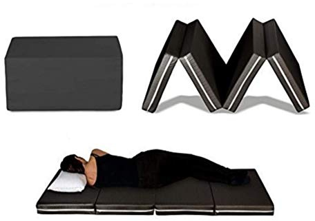 EVERGREENWEB - Materasso Singolo 80x190 h 10 cm Waterfoam MULTIUSO trasformabile in Confortevole Pouf Letto Futon Salvaspazio Pieghevole 4 pezzi SFODERABILE Lavabile adatto per MASSAGGI Shiatsu, NERO