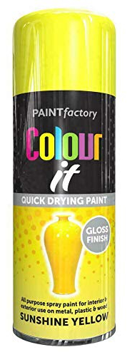 Paint Factory Colour It Primer Spray Paint 400ml Sunshine Yellow Gloss Finish