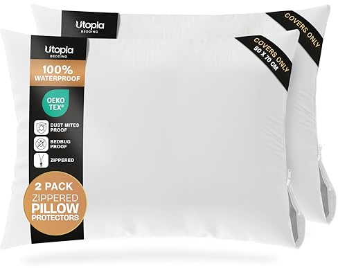 Copricuscini Impermeabili Con Cerniera 50 x 70 cm, Set Di 2, Anti Cimici
