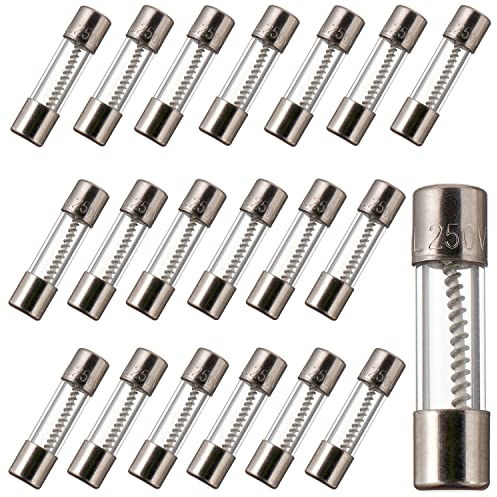 BOJACK T1.25AL250V 5x20mm 1.25A 250V Slow Blow Fuses 1.25 amp 250 Volt 0.2 x 0.78 Inch Glass Tube Time-delay Fuses (Pack of 20)