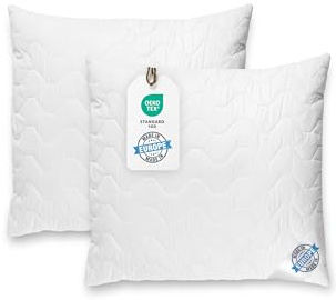 BLUE MOON Kudde – hudvänlig sängkudde – högkvalitativ mikrofiber – allergivänlig – tillverkad i EU – (2-pack 80 x 80 cm)