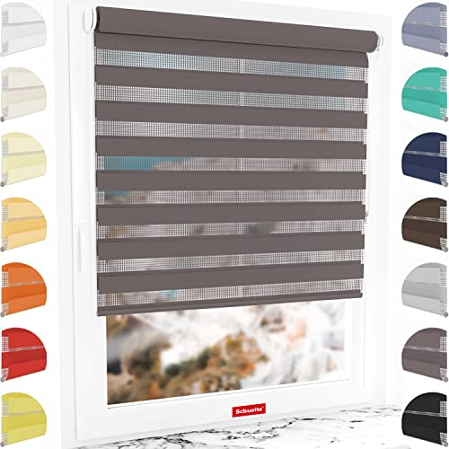Schuette® Rollo ohne Bohren & mit Bohren 2in1 ● Tag & Nacht Doppelrollo Kollektion: Grey Lead (Grau) ● 65 x 130 cm (Breite x Höhe) ● Suprafix Klemmrollo = Klemmfix 2.0 ● 60s Montage mit Video