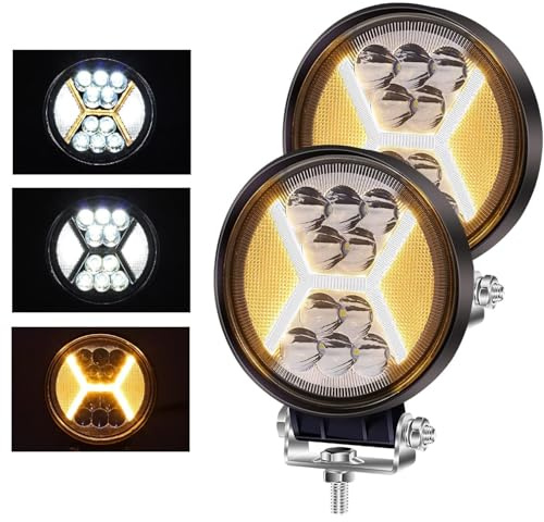 YnGia Luz de trabajo LED, 2 faros delanteros LED Spot Flood Combo Lights 12V 24V Off Road Driving Faros antiniebla Auxiliares Luces de circulación diurna para motocicleta SUV Barco Camión Tractor