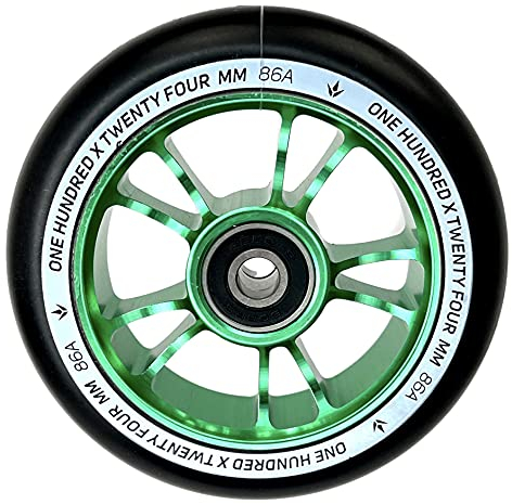 Blunt Spoked Alloy Core Stunt-Scooter 100mm 88A Roller Ersatz Rolle + ABEC 9 Kugellager (Grün)