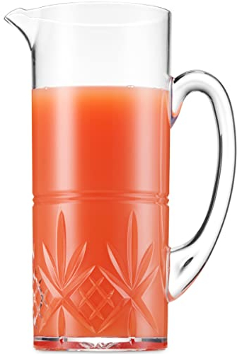 Godinger Pitcher, Acrylic Water Pitcher with Handle, Water Jug, Shatterproof and BPA Free - Dublin Collection, 1.7L