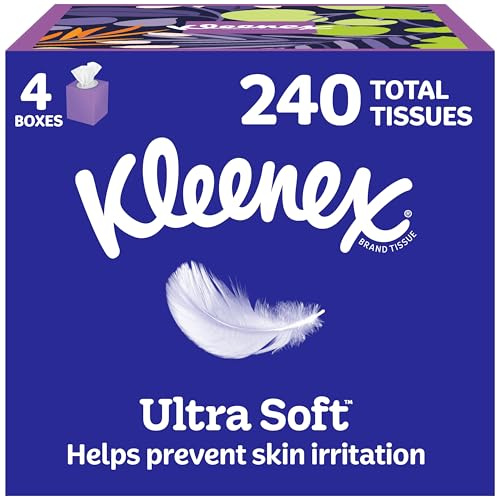 Kleenex Ultraweich, 4 Würfelboxen, weiches Gesichtstuch, 60 Taschentücher pro Box, 3-lagig