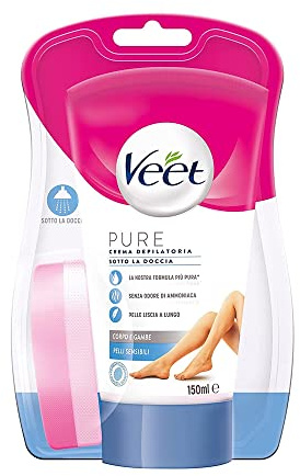 Veet Enthaarungscreme unter der Dusche Seide und Fresh Technology für empfindliche Haut, 450 ml, Maxi-Format, 3 Packungen