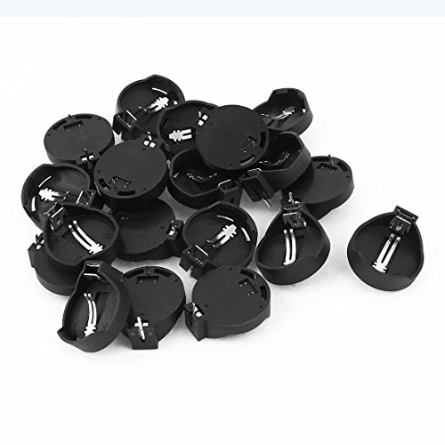 Oikabio Lot de 20 piles bouton CR2032 CR2025 3 V - Support de piles - Adaptateur - Noir