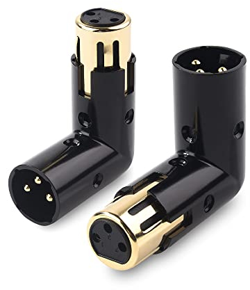 Cable Matters Confezione da 2 adattatori XLR regolabili da maschio a femmina ad angolo retto in nero (adattatore XLR a 90 gradi)