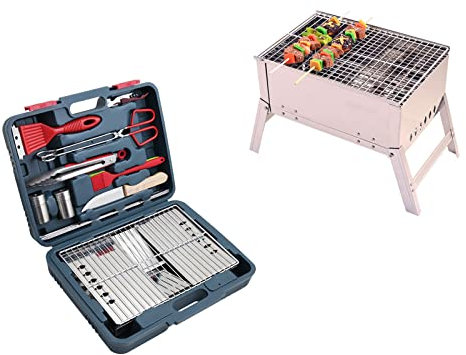 WTHOME Le Gril de Barbecue en Acier Inoxydable est Facile à Transporter. Ensemble de Gril extérieur Pliable. Type de Valise pour Un Nettoyage Facile.