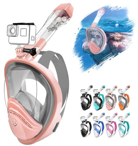 HINATAA 180°-Vollgesichts-Schnorchelmaske, doppeltes schwimmendes Ball-Design, auslaufsichere Atmung, vollständig trocken, Anti-Beschlag-Atmungssystem, Schnorchelmaske, professionelles Schnorchel-Set