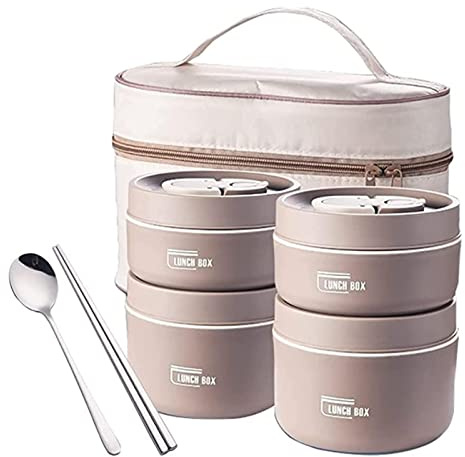 Thermo-Lunchbox | Home Stapelbare Edelstahl Thermofach Lunch/Snackbox | -Box Isolierte -/Lebensmittelbehälter mit Lunch-Tasche, tragbares Besteckset