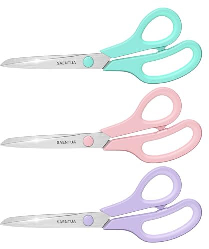 Scissors 3 Pack, 8'' All Purpose Scissor with Ultra Sharp 2.5mm Thick Blades, Soft Grip Handle, Heavy Duty Scissors for School Office Craft Home, Right/Left Handed