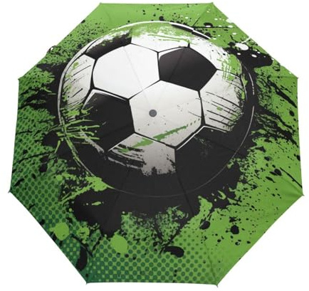 Popsport Fußball Fußball Regenschirm Taschenschirm Kinder Jungen Mädchen UV-Schutz Auf-Zu Automatik Umbrella Verstärkt Winddichte Zusammenklappbar