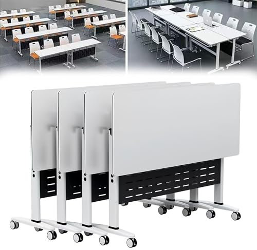 WXFKLDJ 63x23.6x29.5in, Klappbarer Konferenztisch, 4Er-Pack, Moderner Konferenzraumtisch, Klappbare Tischplatte, Mobiler Büro-Besprechungstisch, Schulungstisch, Seminartisch Mit Feststellrad