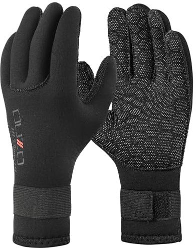 Guantes de neopreno de 5 mm, L, 3 mm/5 mm para hombres y mujeres, antideslizantes, para mantener el calor, guantes de buceo con correa ajustable para pesca submarina, natación, surf, kayak
