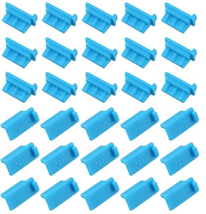 Futheda 30PCS Silicone USB 2.0 3.0 Anti Dust Plug Protector Anti Oxidation Female Interface End Cap USB Port Cover Stopper for Tablet PC Notebook Laptop Blue
