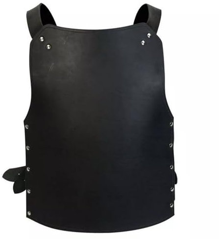 MDFCZXP Mittelalterlicher Steampunk Ritter Brustpanzer Verstellbarer Kunstleder Brustpanzer,Schwarz,50cm