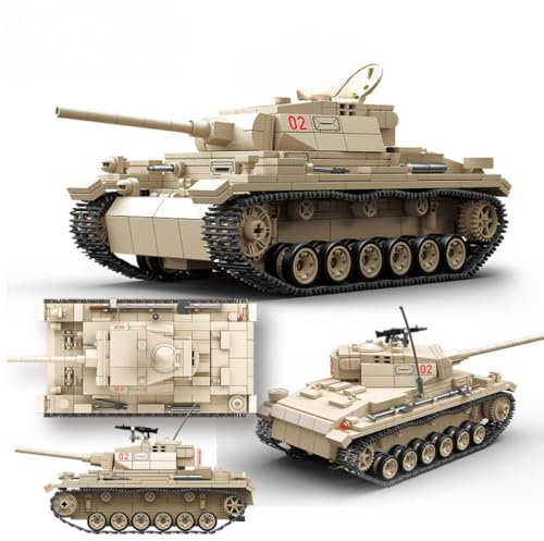 JUCYJULY Technik Panzer Bausteine Modell für Nr. 3, 959 Klemmbausteine Panzer Modellbausatz, MOC WW2 Army Militär Tank Spielzeug Geschenk für Erwachsene