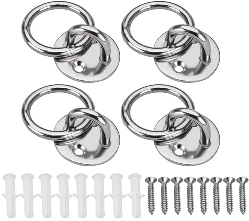 SG Store 4 Set Runde Augplatten Deck-Wandplatten 6 Mm X 40 Mm Edelstahl 316 Marine-Ankerplatte mit Ring Zur Sicherung von Yachten Und Booten