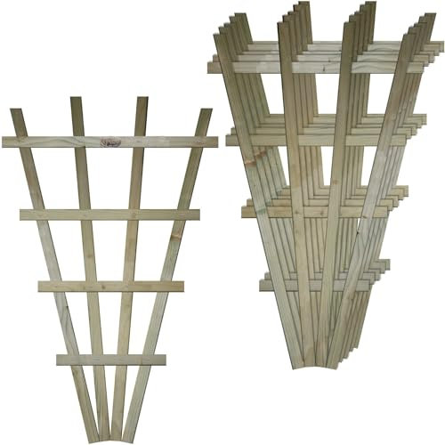 Small Fan Shaped Pack of 6 2x3ft (W: 2ft x H: 3ft) Frameless Decorative Lattice Trellis Panel Plant Grown Wall/Fence Art with Large Standard Squares Width 610mm x Height: 990mm