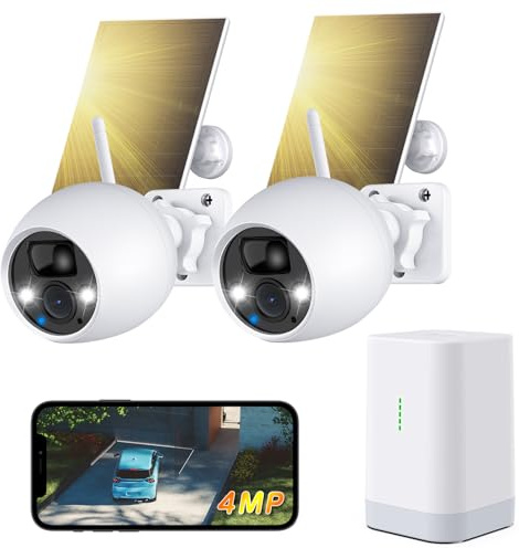 YESKAMOU 4MP Solar Überwachungskamera aussen Akku, 130° Ultra-Weitwinkel, Kamera Überwachung aussen Solar, PIR Bewegungsmelder, WLAN Kamera Outdoor mit microSD, IP66 wasserdicht