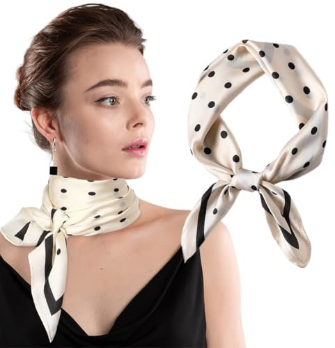 UEIOAVL Bufandas para mujer, 1 pañuelo cuello lunares cinta lunares blancos pañuelo cuadrado pequeño 70x70 cm pañuelo cuello