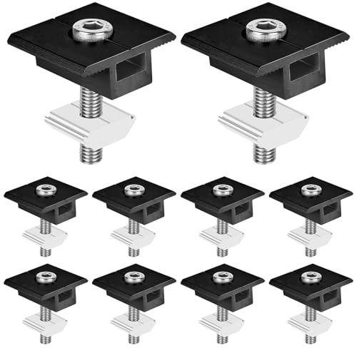Solarmodul Halterung Mittelklemmen 30mm Schwarz: 10 Stück Solarpanel Halterung, PV Modul Klemmen, Aluminium Befestigung für Dach, Balkonkraftwerk, Wohnmobil, Boot, Photovoltaik Montage mit Schrauben