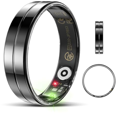 Emerhome Ultra-Thin Smart Ring for Women Men,Sleep Tracker Ring with Heart Rate, Waterproof Fitness Ring for Activity Monitoring/Steps/Calories,No Subscription Fee,for iSO & Android (Black,8#)