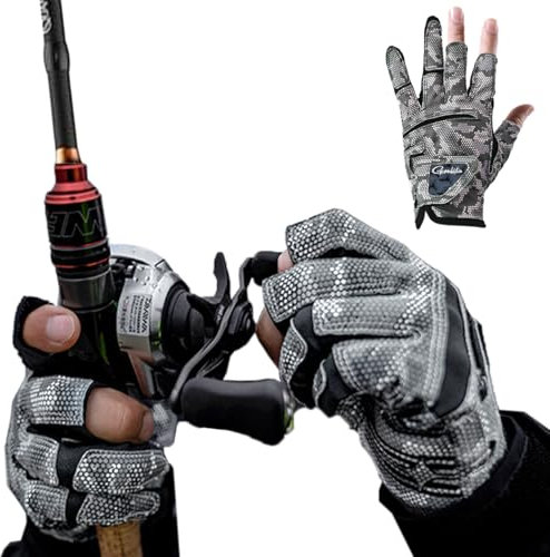2XK-NOV Gants de pêche antidérapants, Gants de vélo d'été, Mitaines d'atterrissage pour Homme et Femme, pour la pêche sur Glace, la Chasse (Grigio Chiaro, L)