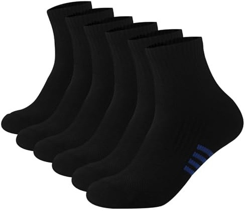 Wildarms Calcetines Running con Soporte Arco Pie - Algodón Transpirable Absorbente para Deportes y Exteriores (6 Pares) (FR/ES, Números, 40, 44, Regular, Regular, 6, 6 negro)