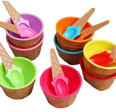 Emoris (Your Everyday Essentials) Re-usable, Fun ice Cream Bowls and Matching Spoons
