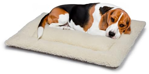 British Wool Dog Bed for Dogs - Machine Washable Quilted Cage Pad with Tweed Base, Luxurious Small Dog Bed (76x50cm) - Made in England