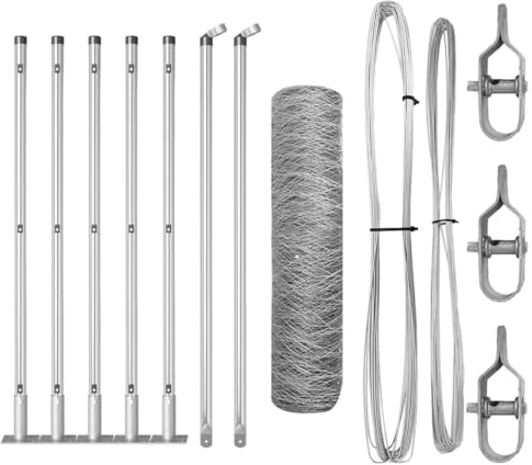 vidaXL Fence Post Silver 10 x 0.6 m (50 mm mesh) Steel, Garden and Terrace, Durable Steel Fence, Modern Outdoor Fencing Panels, Security Posts, Residential Barrier Enclosure