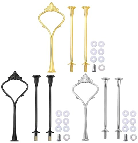 PcvGef Etageren Stangen Set, 3 Stück 3-lagige Tortenständer, Gold Silber Schwarz, Für Hochzeiten Geburtstage Dessertpräsentation, Ideal Für Cupcakes Obst Süßigkeiten