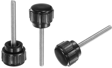 QUARKZMAN 20 Piezas De Perillas Estriadas M3 X 25mm Con Espiga Macho, Tornillos De Manija Perillas De Sujeción Empuñadura 14mm Cabeza Redonda De Plástico Tornillos De Manija, Negro