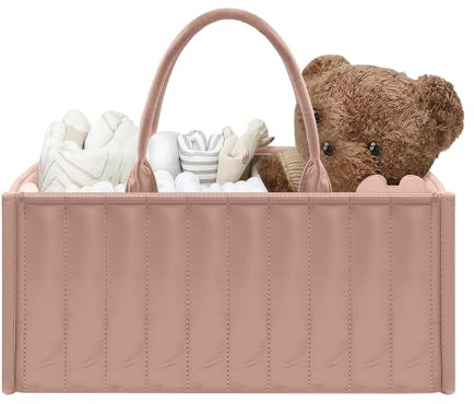 LUMOOM Panier à langer en coton - Organiseur de sac à langer - Panier à langer polyvalent pour la maison et les voyages - Rose